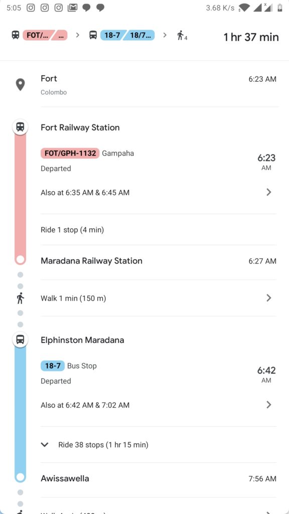 Step 3 - Tapping on an option will take you to a detailed view where you can check schedules and stops.
